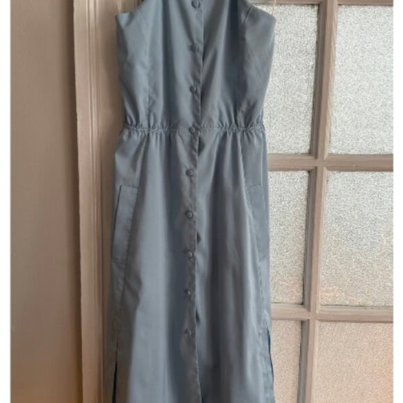 J.O.A. Dresses & Skirts - J.O.A. Los Angeles Blue Midi Dress XS Button Front Strappy Tie Waist XSmall